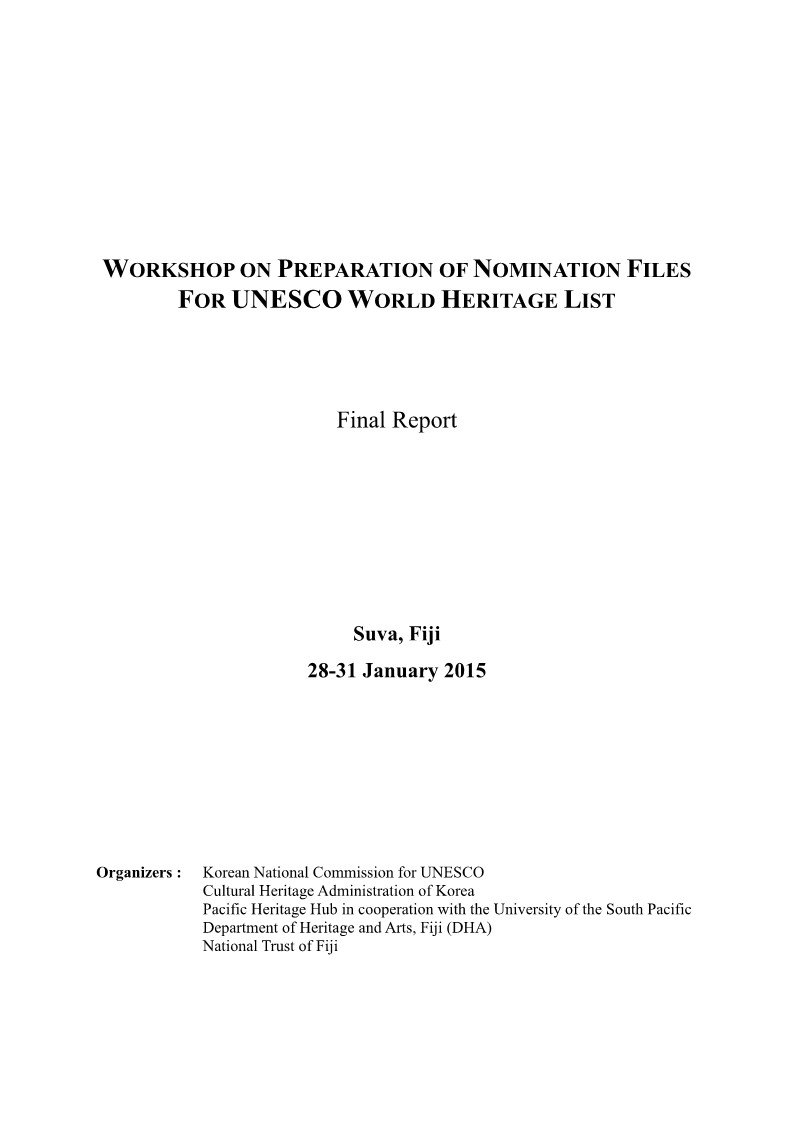 Workshop on Preparation of Nomination files for World Heritage List