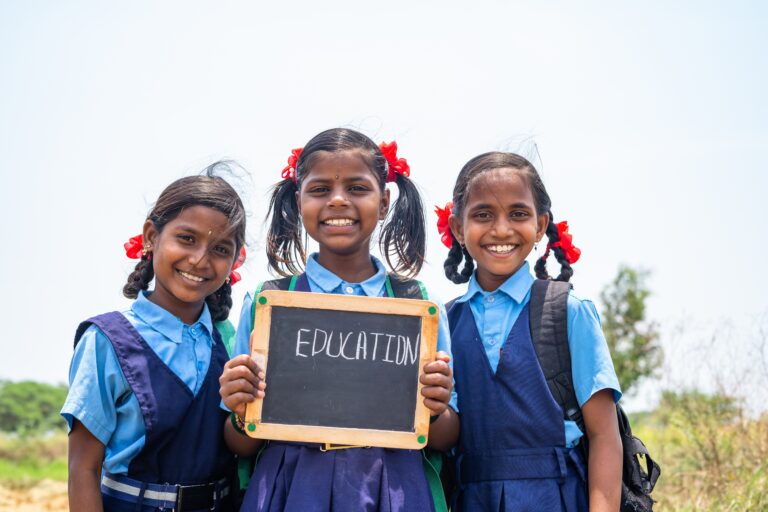 Group,Of,Teenage,Village,Girl,Kids,In,School,Uniform,Holding