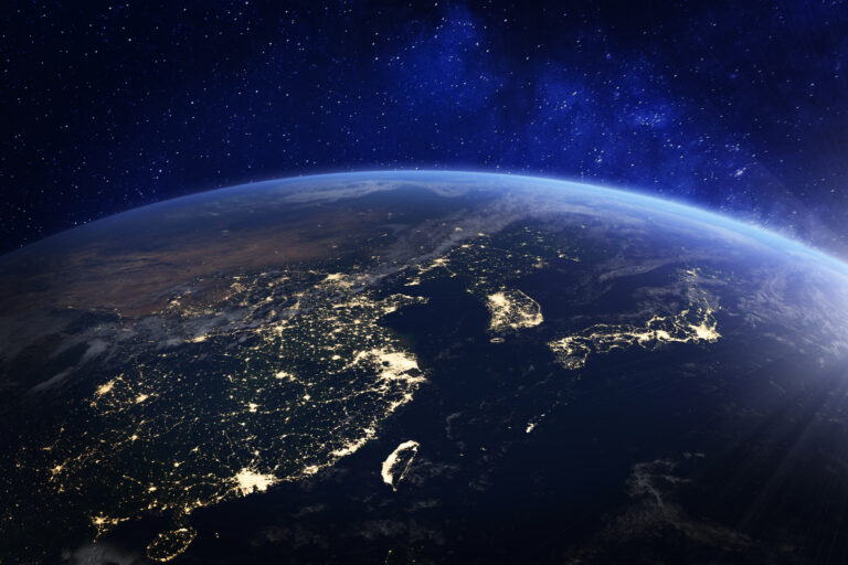 Asia,At,Night,From,Space,With,City,Lights,Showing,Human