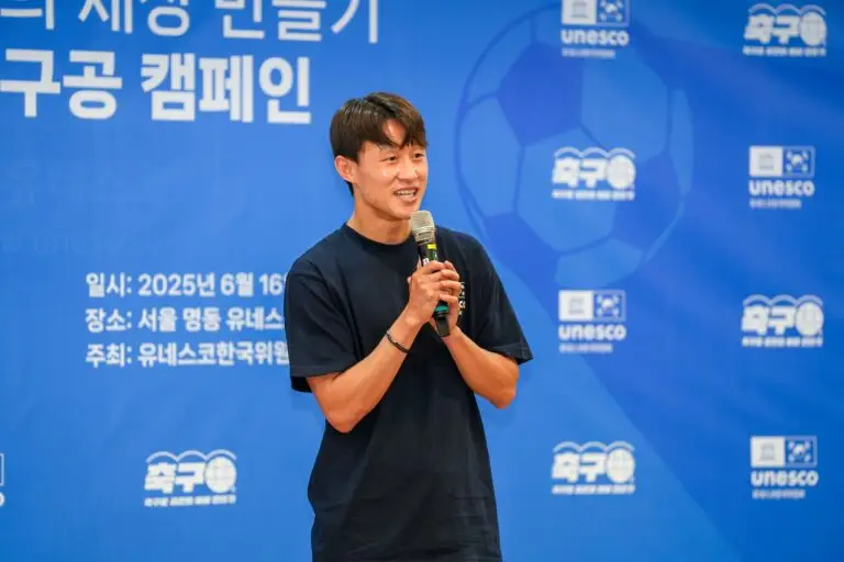 [사진자료 1] 캠페인 참여 소감을 밝히는 이재성 유네스코 프렌즈